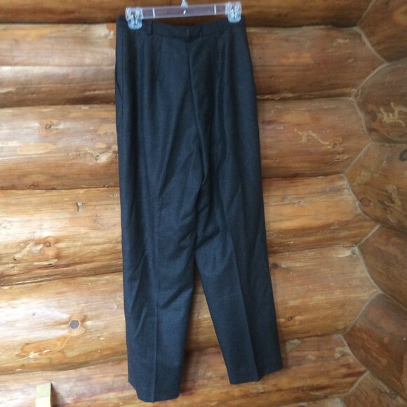 Ann Taylor Dark Gray 100% Wool High Rise Lined Retro 80s Trousers Size 10 Petite - Picture 2 of 4